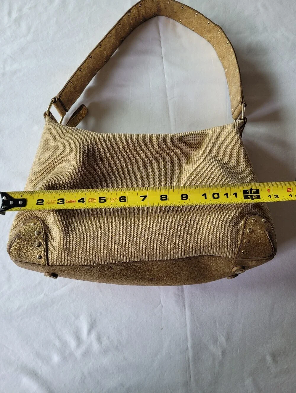 The Sak Woven Gold Shoulder Bag - Elegant Everyday Tote